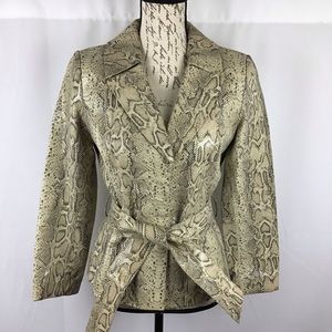 Vakko Sport leather snakeskin printed jacket